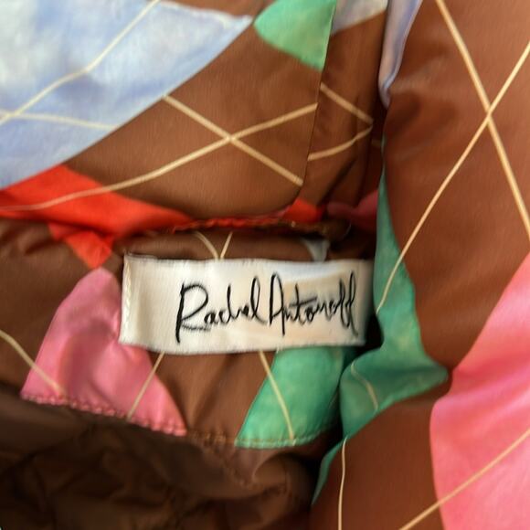 $451 RACHEL ANTONOFF argyle plaid belted puffer jacket S - Picture 8 of 11